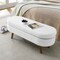 Linen Upholstered Modern Storage Bench with Wood Legs and Flip-Top